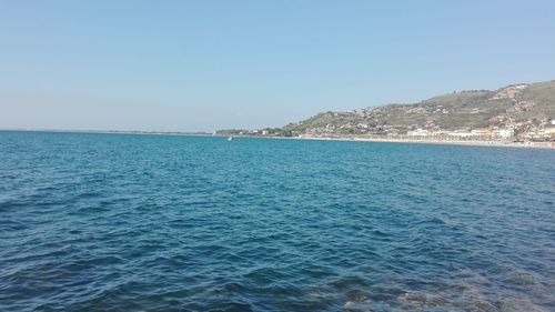 View of calm sea against clear sky