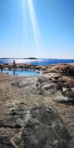 Scenic view of sea against clear sky