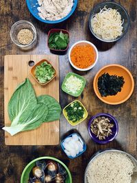 High angle view of ingredients for a meal