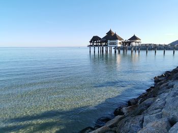 Scenic view of sea against clear sky