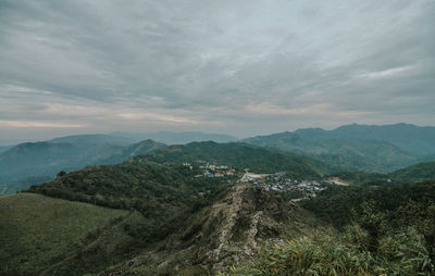 High angle view of landscape against sky