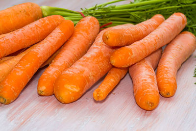 High angle view of vegetables on table