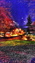 Scenic view of landscape against sky at night