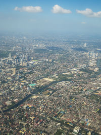 High angle view of townscape against sky