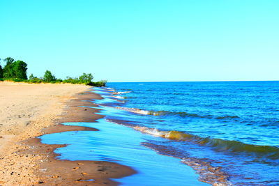 Scenic view of sea against clear sky