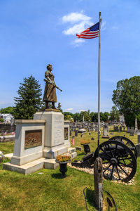 Low angle view of statue against clear sky