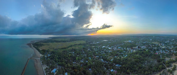 Panoramic view of cityscape against sky