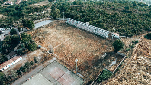 High angle view of abandoned stadium