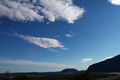 Low angle view of blue sky and clouds