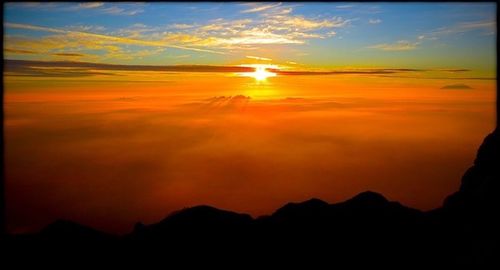 Scenic view of mountains against dramatic sky