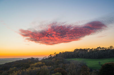 Scenic view of landscape against sky during sunset