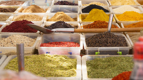 Various vegetables for sale at market stall