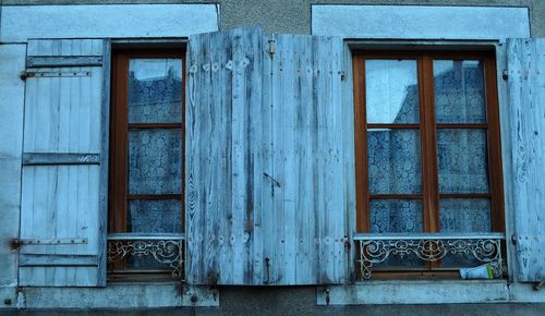 Closed door of house