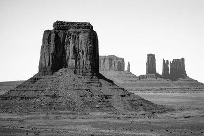 View of rock formations against clear sky