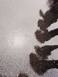 View of rain drops on puddle