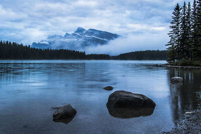 Scenic view of lake against sky