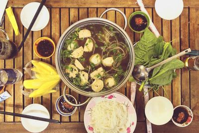 Close up of meal on table