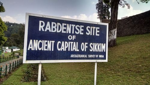 Low angle view of information sign