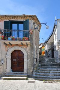 A narrow street of morcone, a medieval village in benevento province, italy.