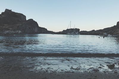 Scenic view of sea against clear sky