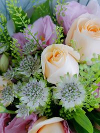 High angle view of rose bouquet