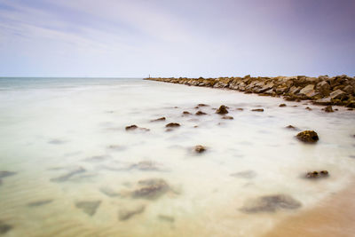 Scenic view of beach against sky
