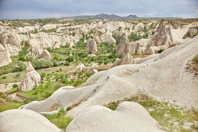Scenic view of rock formations against sky