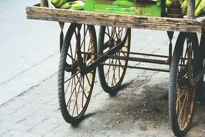 Bicycle wheel on wood