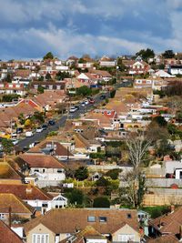 High angle view of townscape against sky