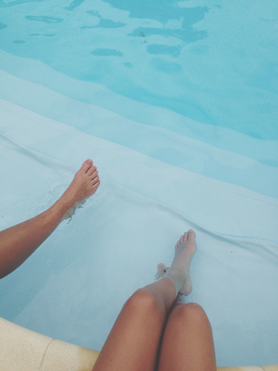 personal perspective, person, part of, low section, barefoot, cropped, water, unrecognizable person, human finger, human foot, swimming pool, lifestyles, high angle view, leisure activity, blue