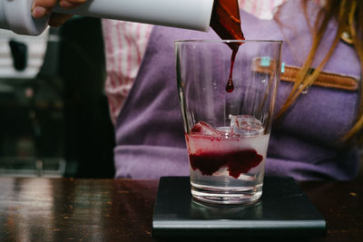 Close-up of beer in glass on table