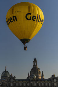 Low angle view of hot air balloon against sky