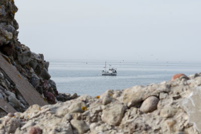 Scenic view of sea against clear sky
