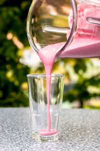 Close-up of wineglass on glass