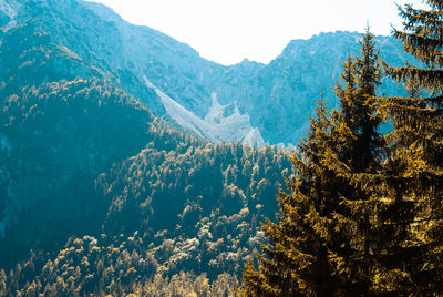 Scenic view of mountains against sky during winter