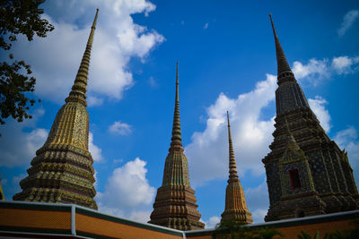 Low angle view of historic temples against sky