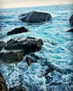 Scenic view of rocks in sea