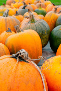 Pumpkins for sale at market stall