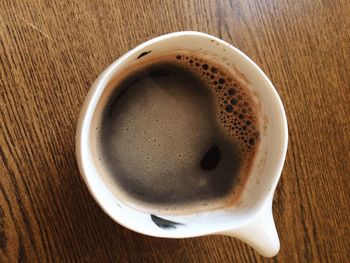 High angle view of coffee on table