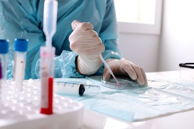 Close-up of hands working