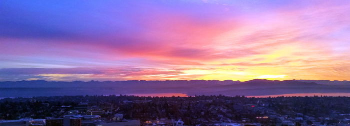 View of cityscape at sunset