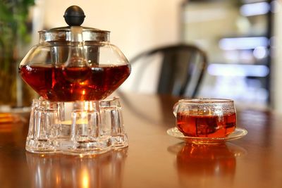 Close-up of drinks on table