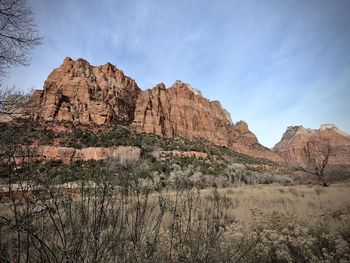 Scenic view of rocky mountains against sky