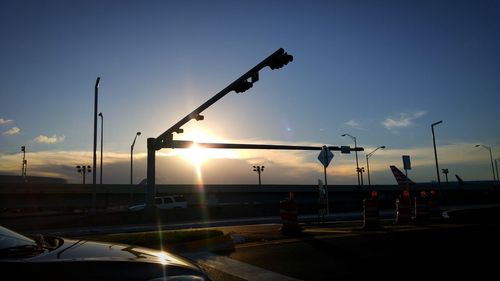 View of street lights at sunset