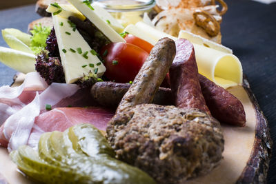 Close-up of breakfast served in plate