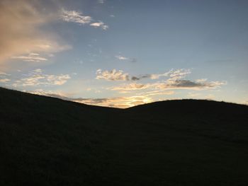 Silhouette landscape against sky during sunset