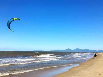 Scenic view of sea against clear sky