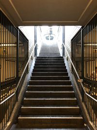 Low angle view of empty staircase in building