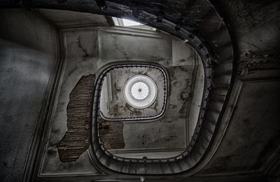 Low angle view of staircase of old building