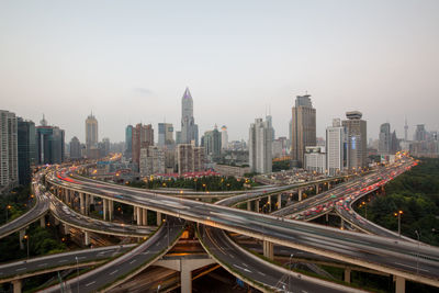 High angle view of traffic on road in city